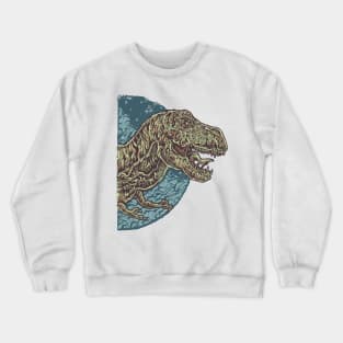 angry face raptor dinosaur Crewneck Sweatshirt